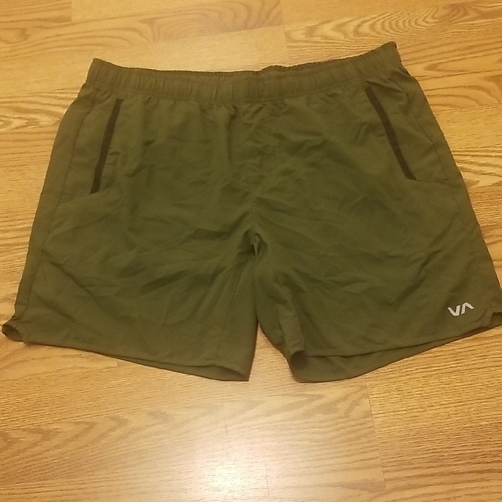 RVCA Men's Dark Green Athletic Shorts